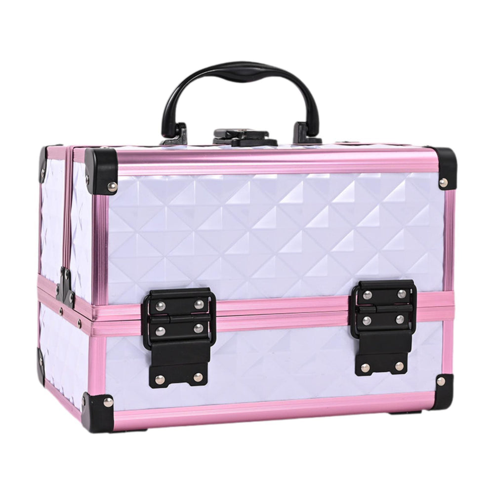 Crofta Portable Makeup Train Case Makeup Box Organizer for Girls Aesthetic Supplies