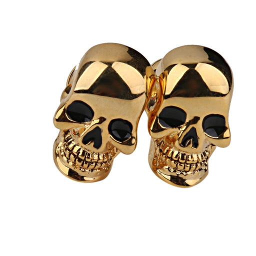 Crofta 1Pair  Hip Hop Copper Skull Cufflinks Cuff Links Jewelry Birthday Favor Gift Golden Tone Halloween Jewelry