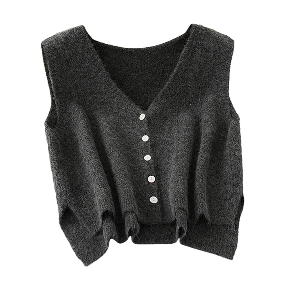 Women Sweater Vest Breathable V Neck Casual Fashion Jumpers Sleeveless Gilet Gray