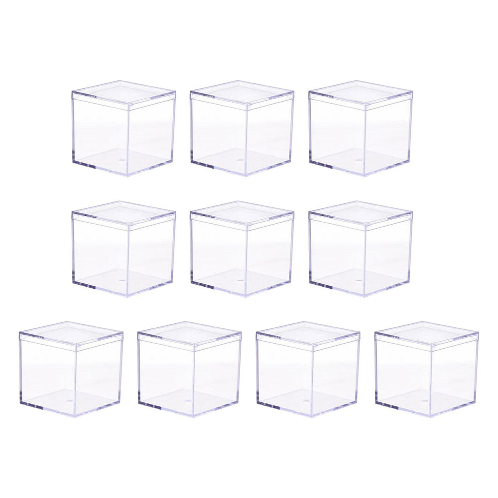 Crofta 10Pcs Mini Acrylic Display Case Shop Organizer for Crafts Toys Diecast Model 4.5x4.5x4.5cm