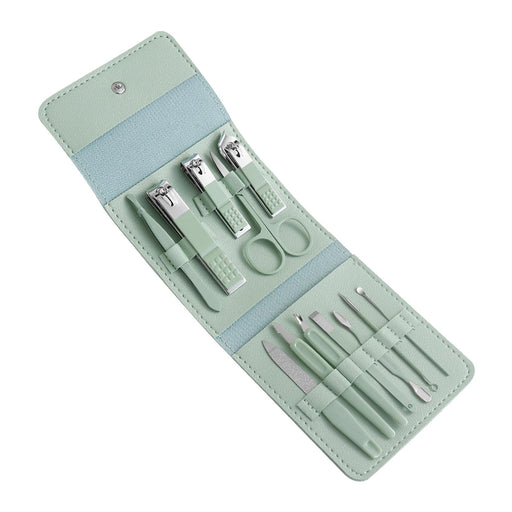 12Pcs/Set Manicure Set Household Ear Spoon Manicure Tools Tweezers Green