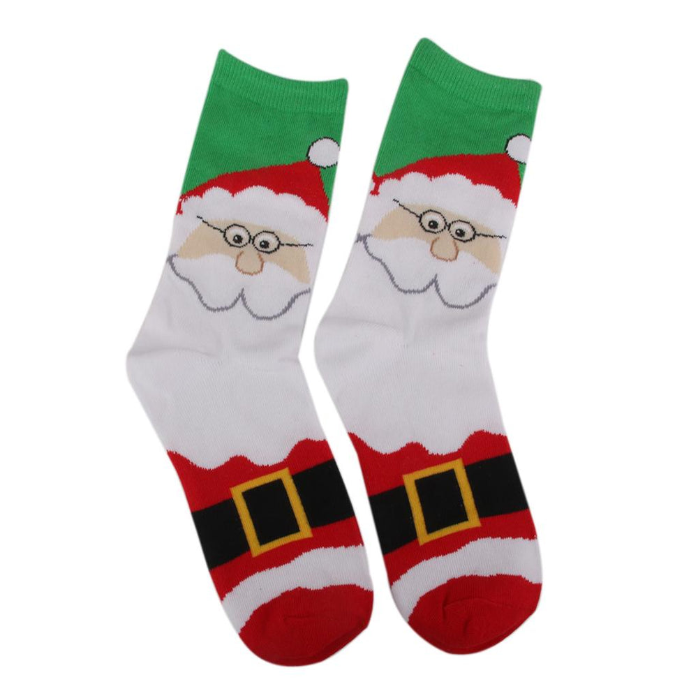 Crofta 1 Pair 80% Cotton Unisex Soft Winter Warm Christmas Style Santa Claus Pattern Crew Socks