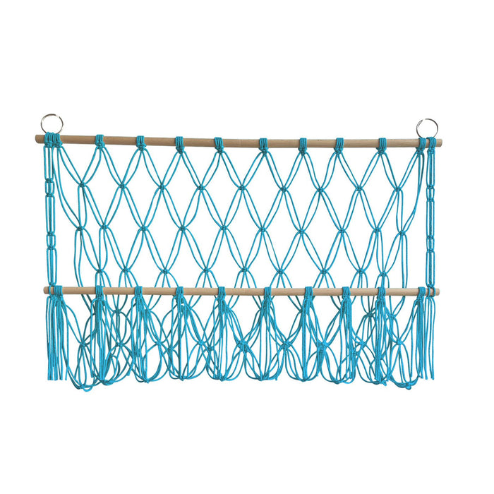 Wall Hanging Net Toy Storage Organizer Durable Handwoven Plush Toy Organizer Blue