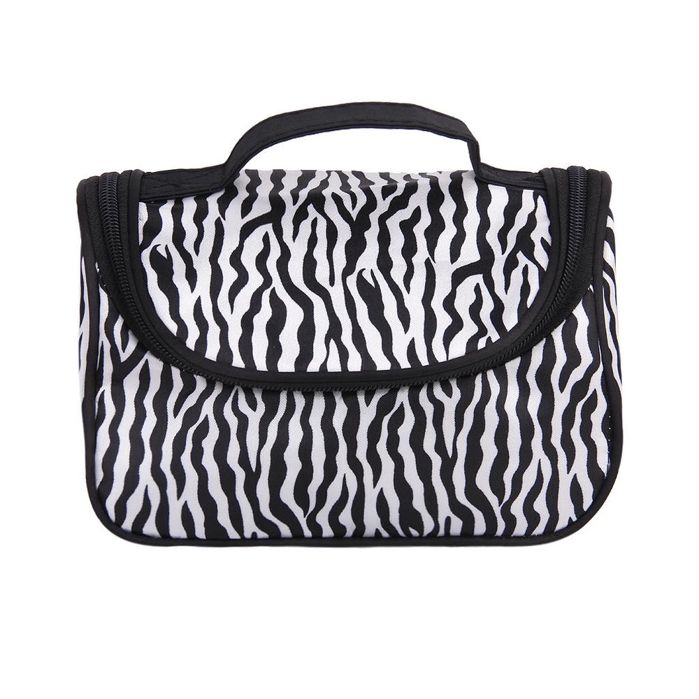 Crofta Women Girls Ladies Zebra Pattern Travel Cosmetic Bag Jewelry Organiser Makeup Bag