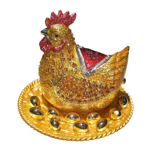 Crofta Chicken Statue Decoration Crafts Jewelry Box for Bracelets Earrings Tabletop Gold