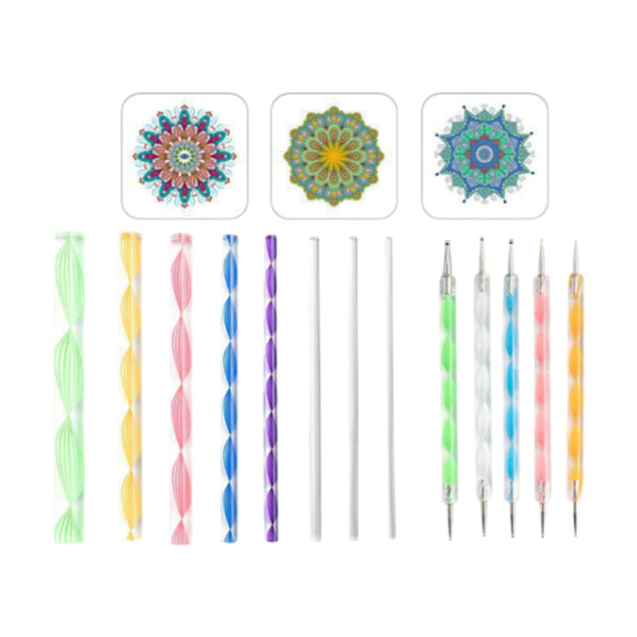 Crofta 16x Mandala Dotting Tool Home Decor with Reusable Stencils Dot Painting Tool A Set