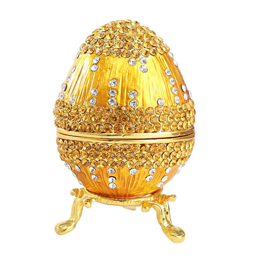 Crofta Egg Trinket Box Ornament Enameled Jewelry Box for Bracelets Charms Ear Studs Yellow