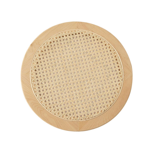 Crofta Rattan Serving Tray Round Cake Dish Dining Room Organizer Guest Room Storage Wood Color