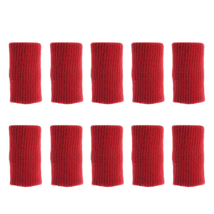 Crofta 10 Pieces Sports Elastic Finger Brace Splint Sleeves Support Protector Red