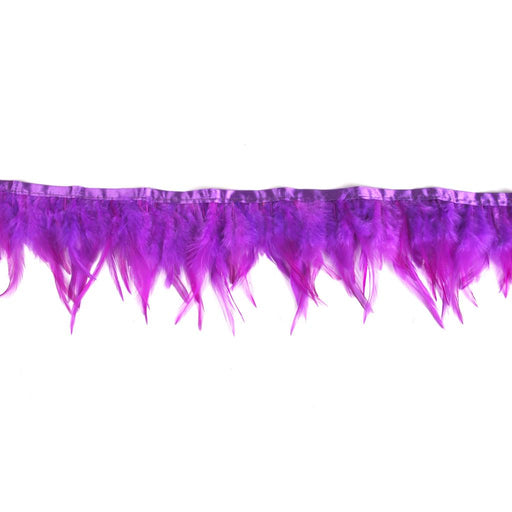 Crofta 1 Yard Rooster Feather Fringe Trim for Sewing Costume Crafts Purple