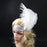 White Crystal Sequins Ostrich Feather Headpiece Vintage Headband Flapper