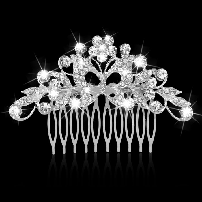 Vintage Crystal Butterfly Wedding Hair Comb Bridal Headpieces Hair Pieces