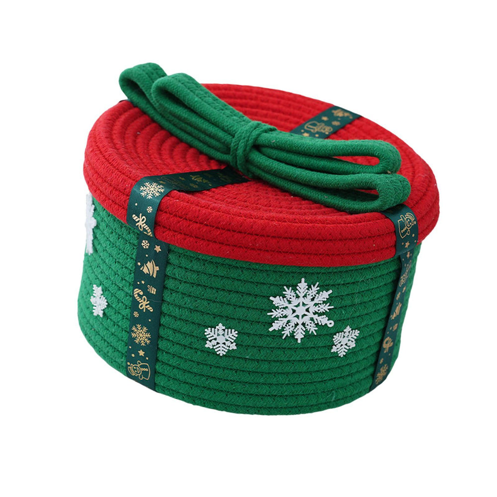 Christmas Basket Multipurpose Cute Cotton Rope Basket for Desk Bedside Table Green 25x16cm