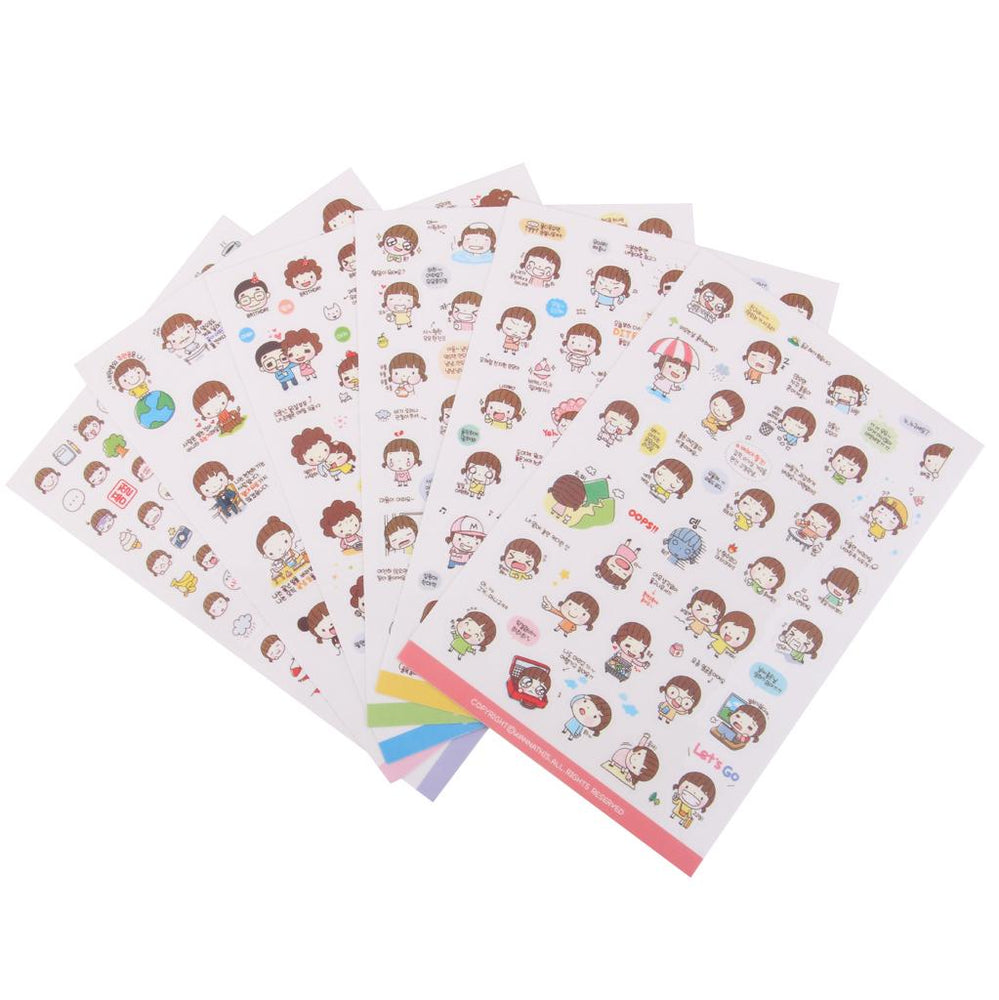 Crofta 6 Sheets Cute Momoi Scrapbooking Memo Stickers Diary Book Sticker Decoration