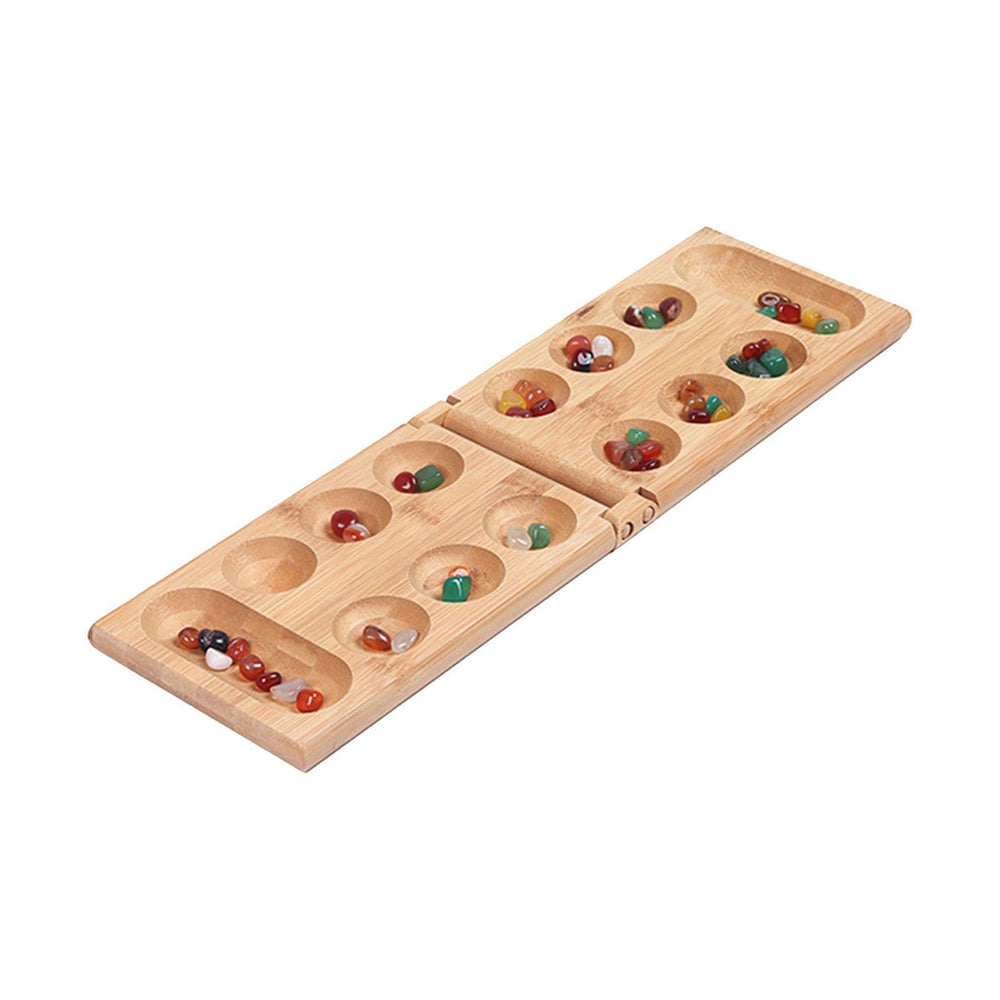 Crofta Wood Foldable Mancala Board Party Game 48 Beads for Family Ages 7+ Teen