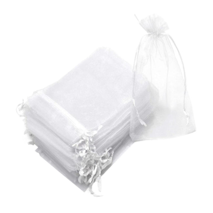 Crofta 100x Organza Bags Wedding Birthday Reusable Party Favors Christmas Gift Bags White