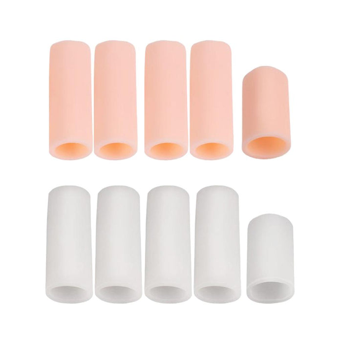 Crofta 10pcs Silicone Gel Toe Finger Caps Covers Sleeves Tubes White and Skin Color