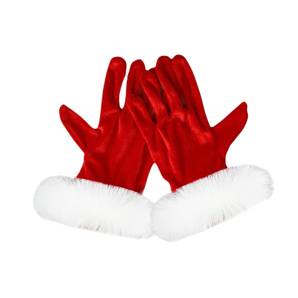 Crofta Christmas Red Gloves Christmas Velvet Gloves for New Year Holiday Photo Prop 21cm Long