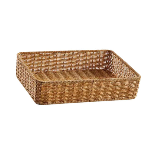 Woven Storage Basket Decorative Simple Bread Basket for Books Cosmetics Toys 35cmx24cmx8cm