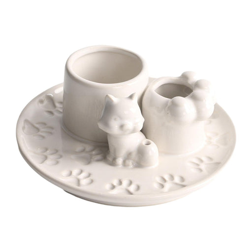 Crofta Incense Holder Decoration Cat Candle Holder for Office Tea Living Room White