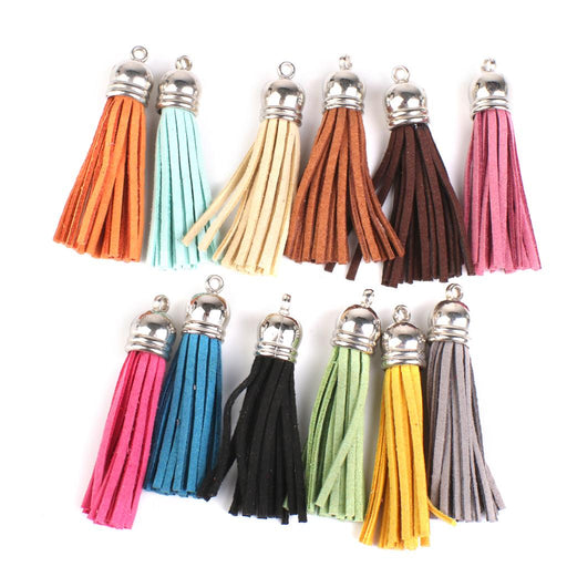 Velvet Tassel CharmPendants for Bags Key Chains DIY Decor 6cm 12Pcs Colorful