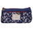 Crofta Flower Canvas Pencil Case Cosmetic Makeup Pouch Zipper Bag Purse Dark Blue