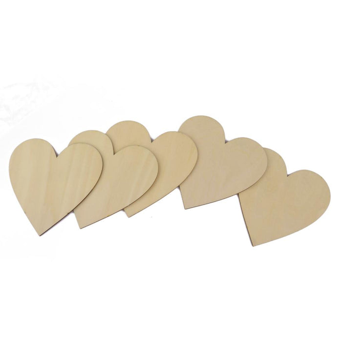 Wooden Blank Heart Embellishments for DIY Crafts 100 x 3mm 5pcs