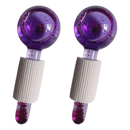 2Pcs Ice Globe Anti-Aging Face and Eye Skin Treatment Cooling Facial Roller Twinkle Purple