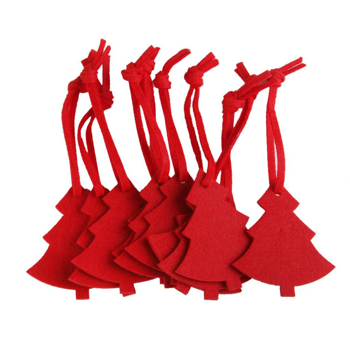 Crofta 10Pcs Xmas Tree Shape Felt Christmas Trees Ornament Decorative Hanger Red