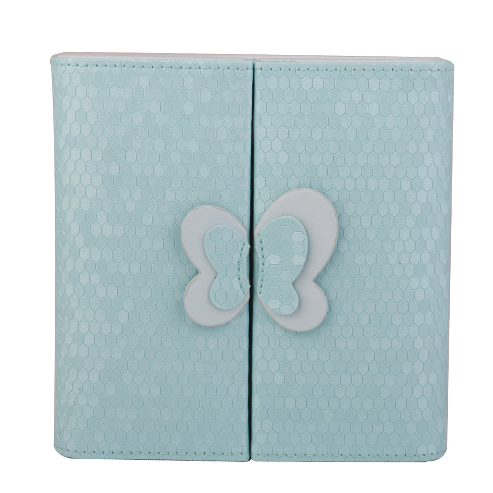 Crofta PU Butterfly Organizer Box Case Holder Storage for Jewelry Necklace Blue