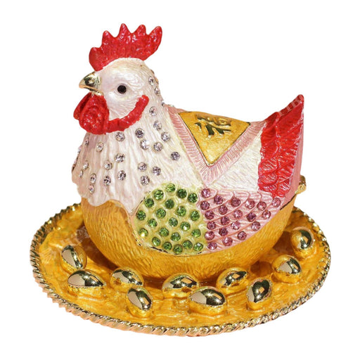 Crofta Chicken Statue Decoration Crafts Jewelry Box for Bracelets Earrings Tabletop Multicolor