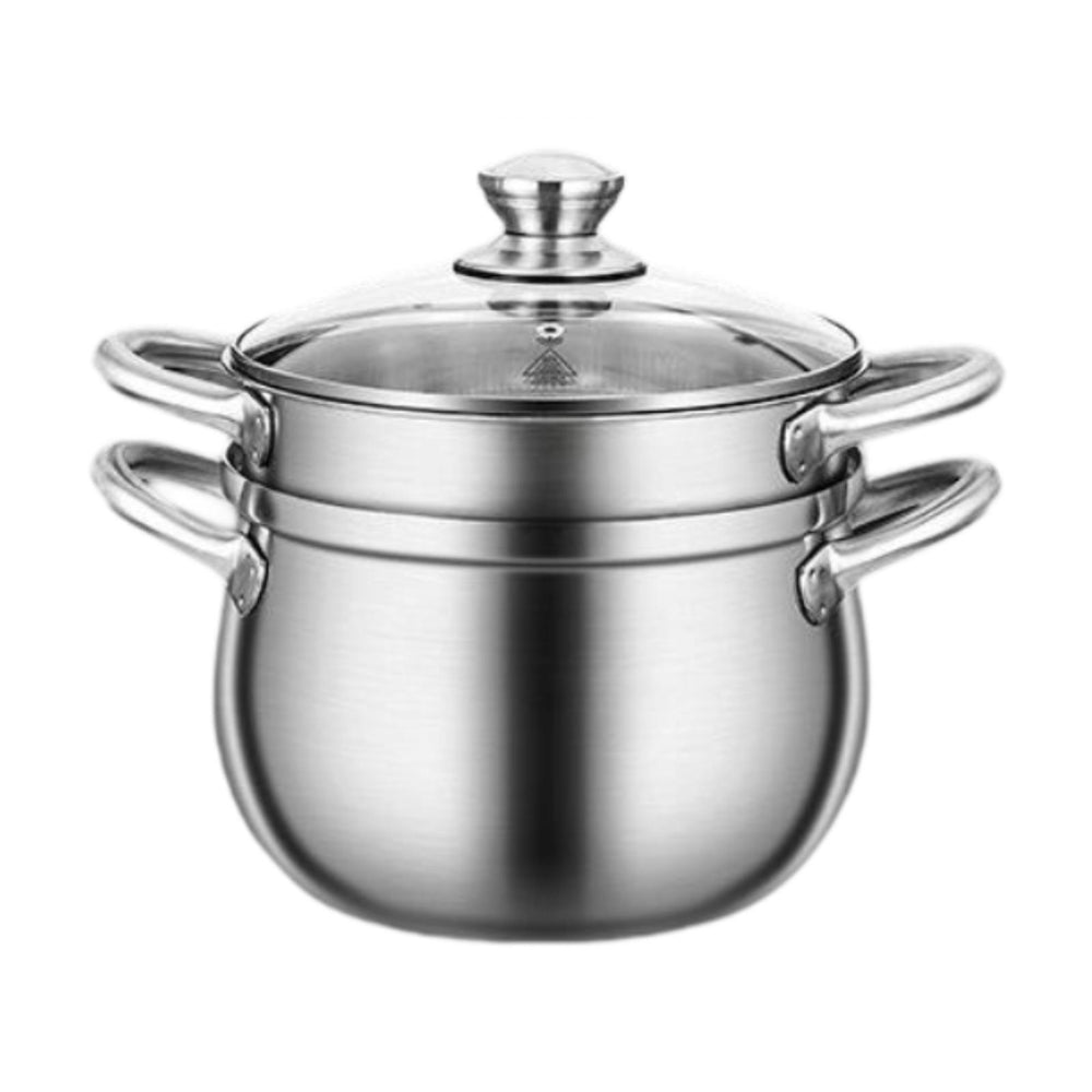 Stainless Steel Stocking Pot Soup Pasta Stew Pot for Gas Induction Cooker Party 20cm and Steam grid