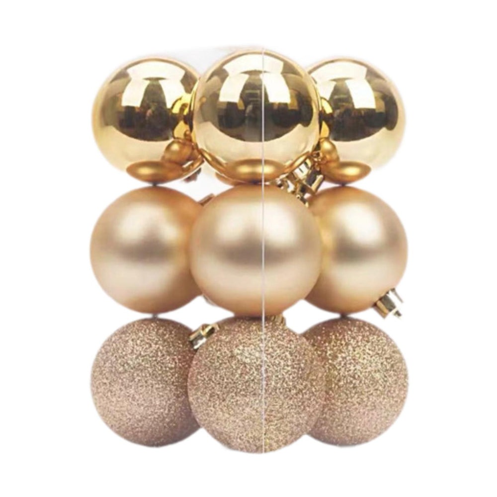 Crofta 12Pcs Christmas Ball Ornaments 8cm DIY with Hanging String Hanging Ornaments Gold