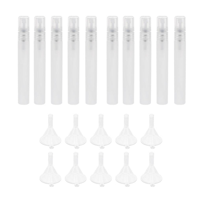 10 Pieces Perfume Spray Mist Empty Bottle + 10 Pieces Plastic Funnel 10 ML