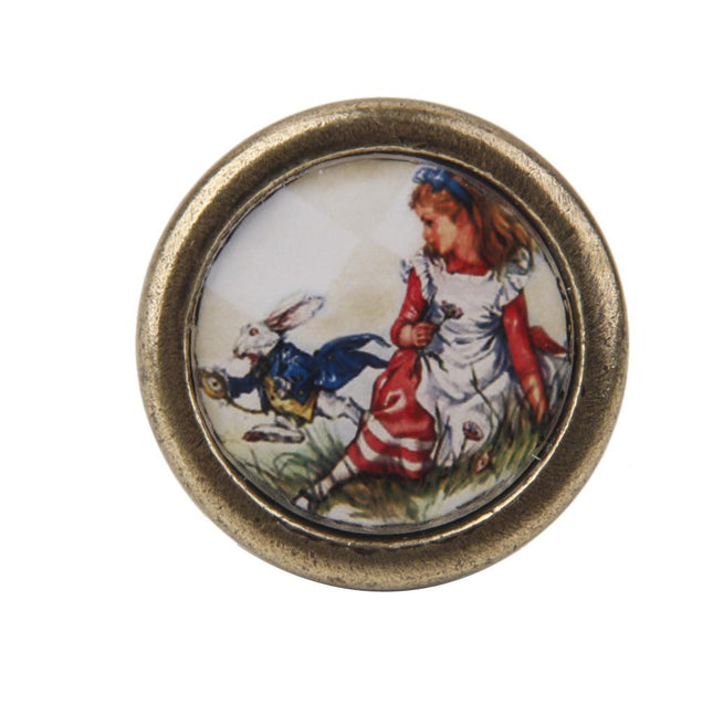 Crofta Vintage Cabinet Door Drawer Bin Handle Pull Knob Hardware -Girl and Rabbit