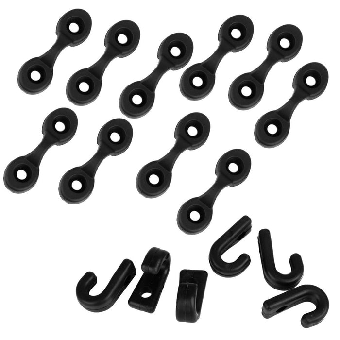 Crofta 10 Pieces Kayak Tie Down Deck Pad Eye Loops & 6 Pieces Canoe Boats Bungee J Lashing Hooks