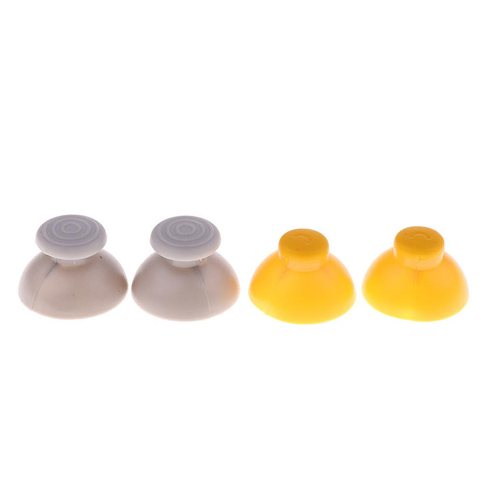 4 Pieces Bundle Replacement Joystick Analog Stick Cap Covers (2 Gray Left Cap Covers + 2 Yellow Right Cap Covers) for Nintendo Gamecube Controller