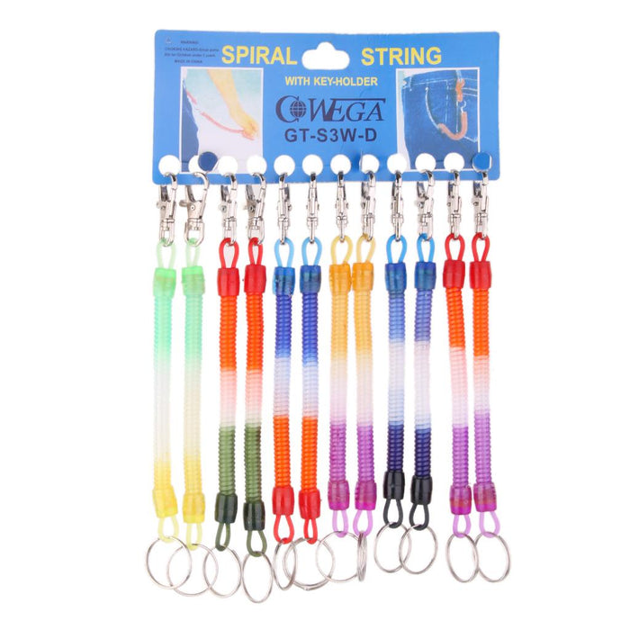 12pcs Retractable Spiral Stretch String Keychain Key Ring Chain Keyring