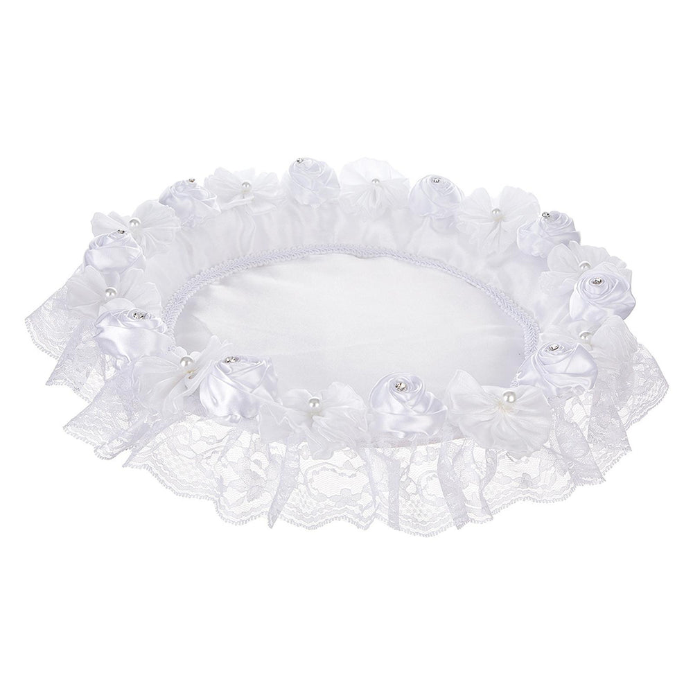 Crofta Wedding White Lace Trimmed Serving Tray Desk Serving Platter for Party Favor