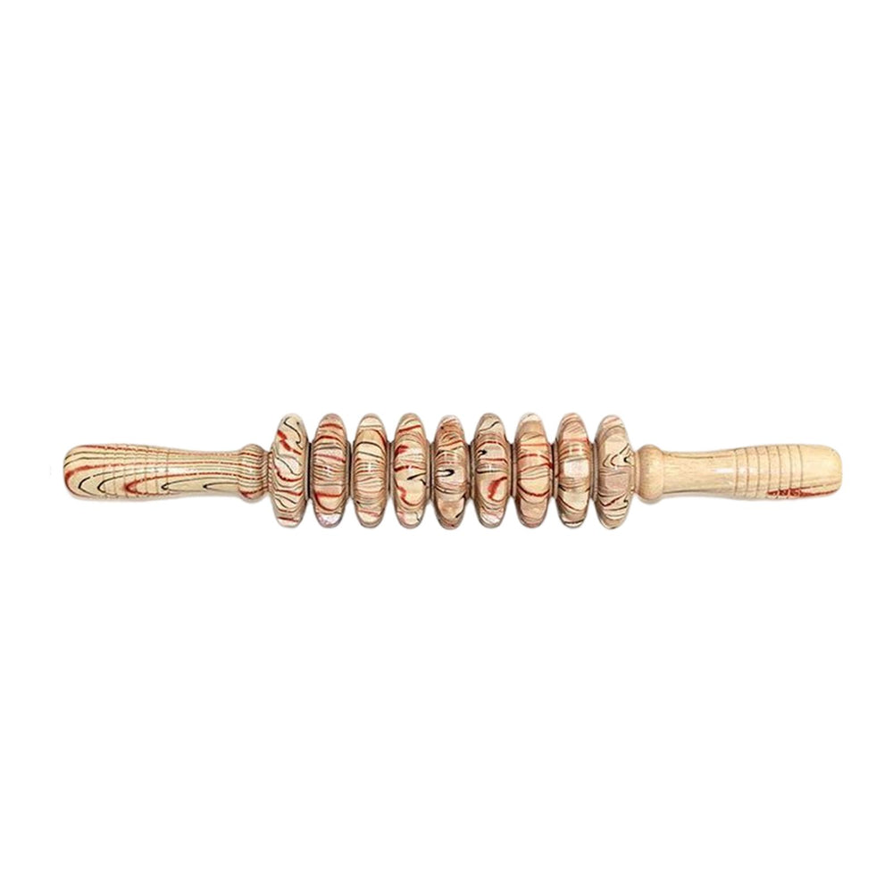 Crofta Wooden Massage Roller Portable Professional 9 Wheels for Body Shoulders Arms