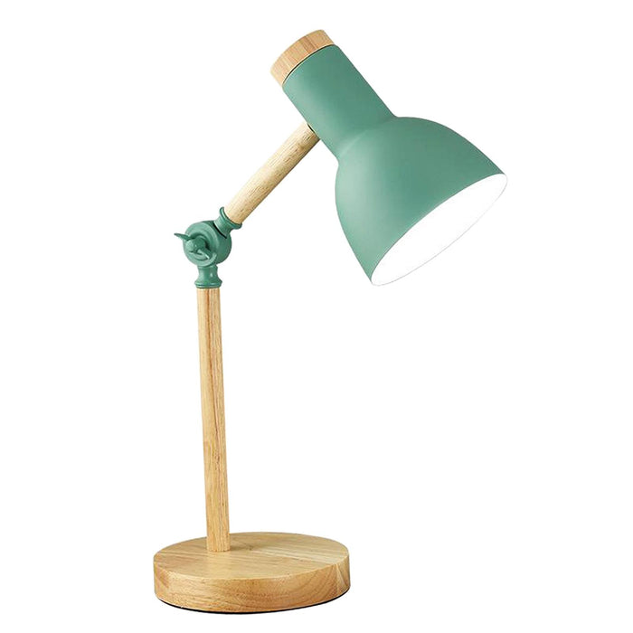 Crofta Stylish Wooden Iron LED Multi-Joint Reading Table Lamp Task Light Flexible Green 3W