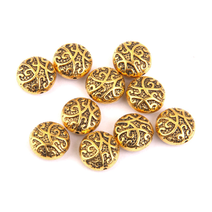 10pcs Gold Alloy Round Spacer Beads 14mm