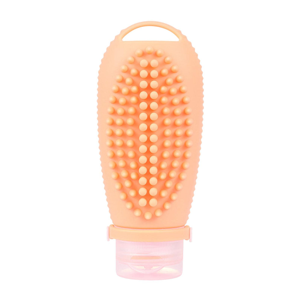 Crofta 2 in 1 Hair Shampoo Brush and Travel Bottle Silicone for Women Men Hair Comb orange