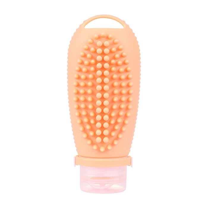 Crofta 2 in 1 Hair Shampoo Brush and Travel Bottle Silicone for Women Men Hair Comb orange