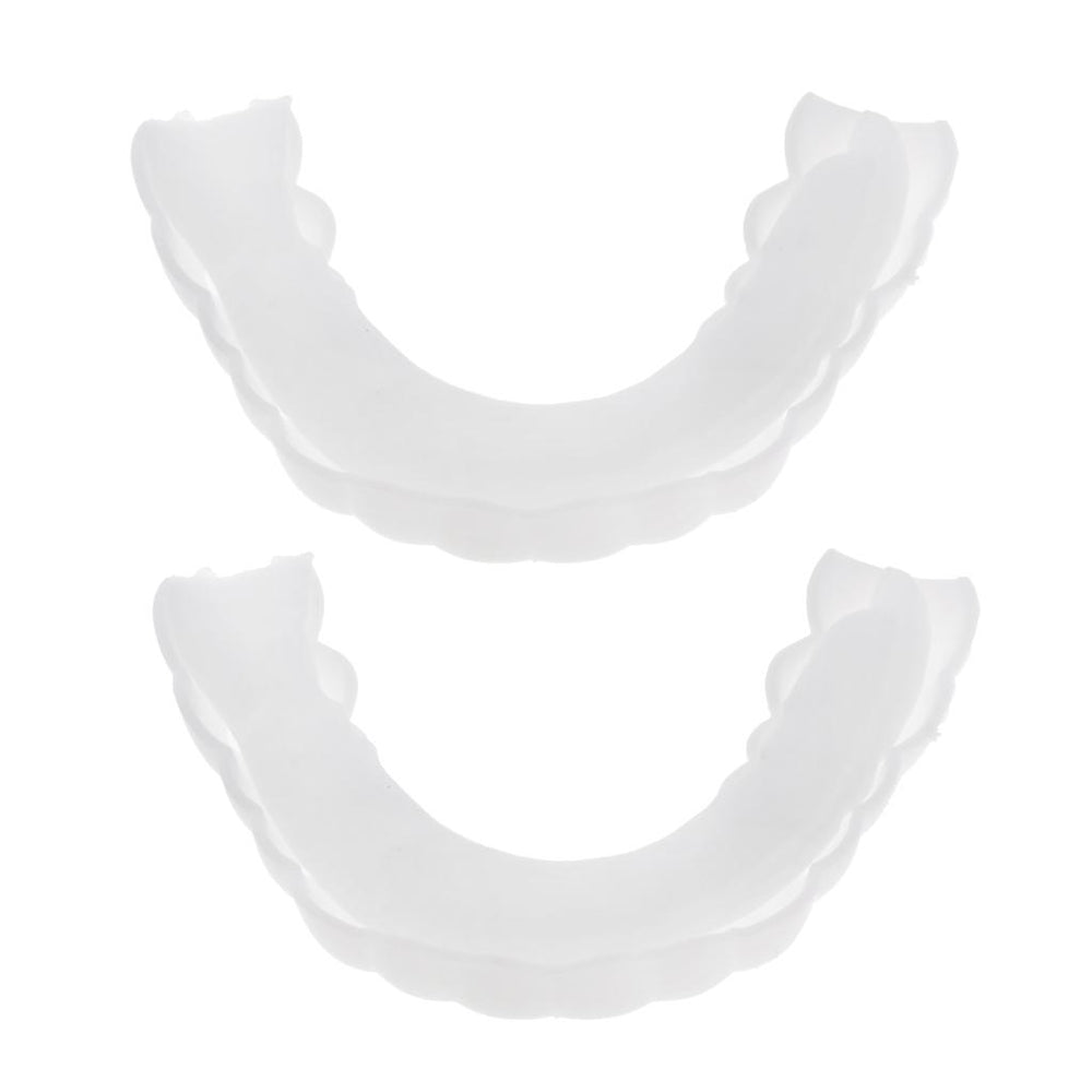 Crofta 2 Pcs Silicone Upper False Teeth Dental Veneers Dentures Fake Tooth w/ Case