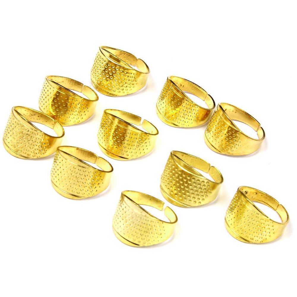 Crofta 10 Sewing Quilting Metal Thimble Ring ADJUSTABLE DIY Craft Finger Protector