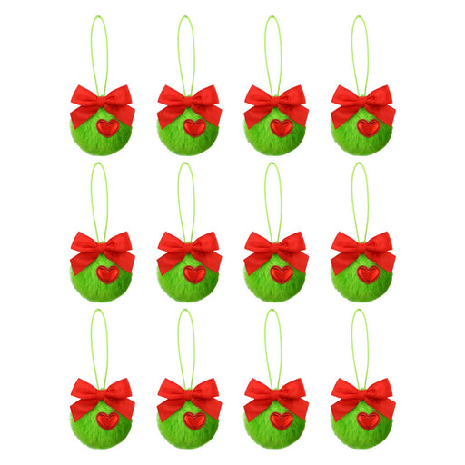 Crofta 12x Furry Christmas Ball Ornaments Christmas Baubles DIY Furry Elf Ornaments with Bow