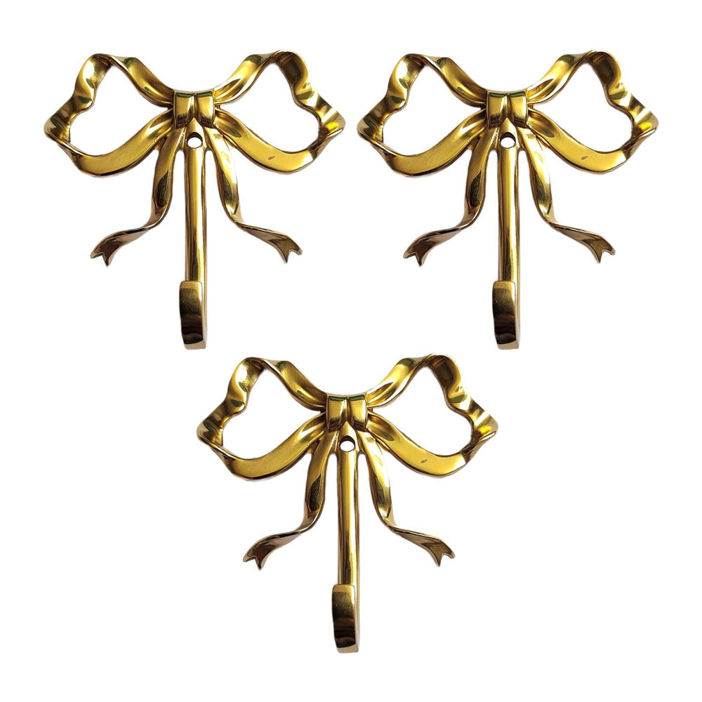 3x Butterfly Knot Wall Hooks Art Brass Hooks for Home Apartment Drawing Room 6.6 cmx6.6 cmx1.7 cm