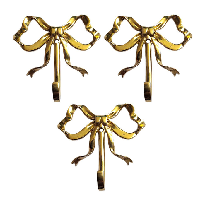 3x Butterfly Knot Wall Hooks Art Brass Hooks for Home Apartment Drawing Room 6.6 cmx6.6 cmx1.7 cm