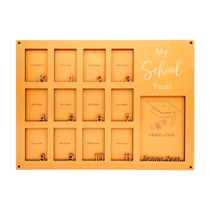 Crofta Wooden School Picture Frame Pre K to 12 40x30cm for Any Interior Lightweight Orange